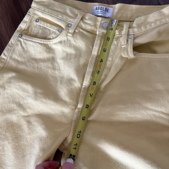 Agolde Riley High-Rise Cropped Yellow Denim Pants Size 27 - Picture 11 of 13